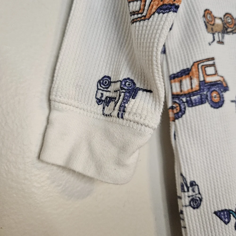 Carter's Baby Car 2-Way Zip Waffle Knit Sleep & Play Pajamas Ivory Vehicles